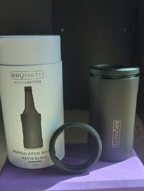 BRÜMATE Matte Black Hopsulator Bottle Cooler - Insulated 12oz